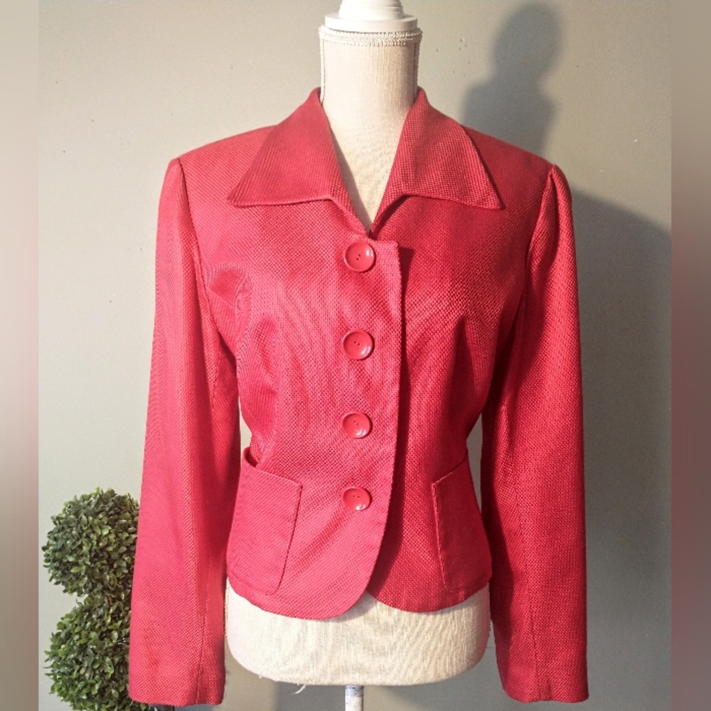 Talbots Elegant,Red, Vintage Silk Women's Jacket - SP